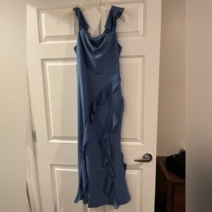 Grace Karin blue/gray wedding guest dress